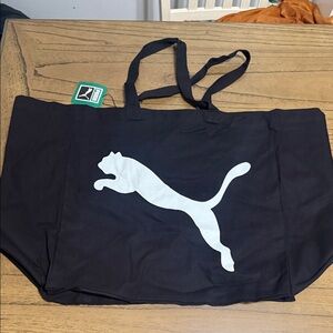 Puma Black Tote with White Emblem